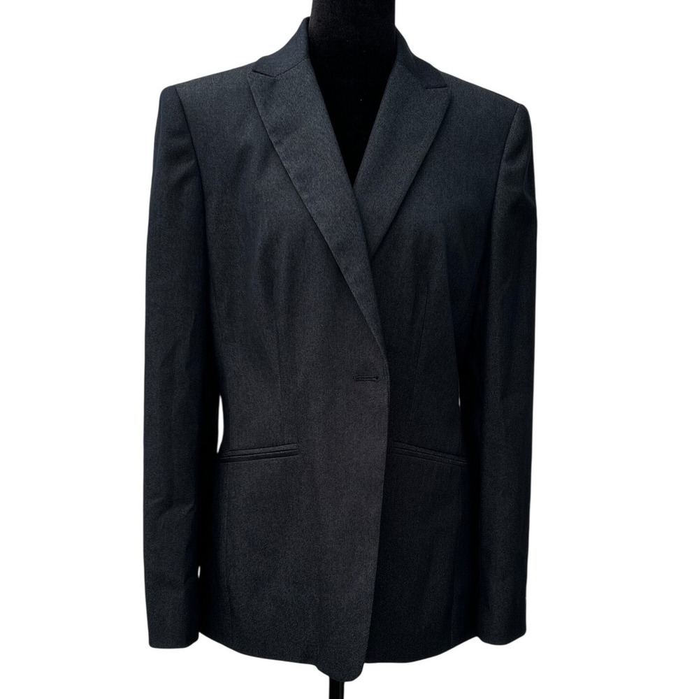 Ann Taylor Womens Charcoal Gray Single‎ Button Blazer Jacket 10 8009A